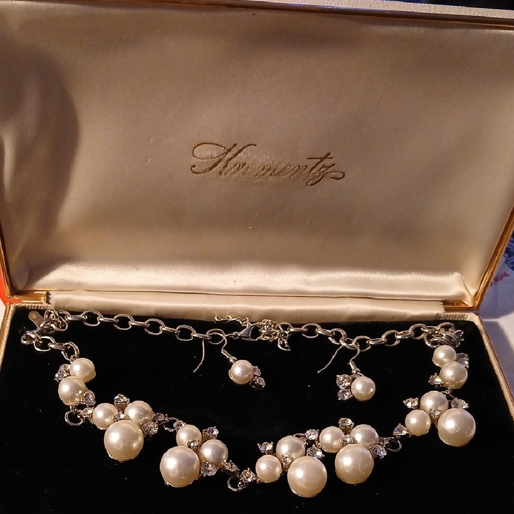 Krementz Ivory Faux Pearl and Rhinestone Necklace Set